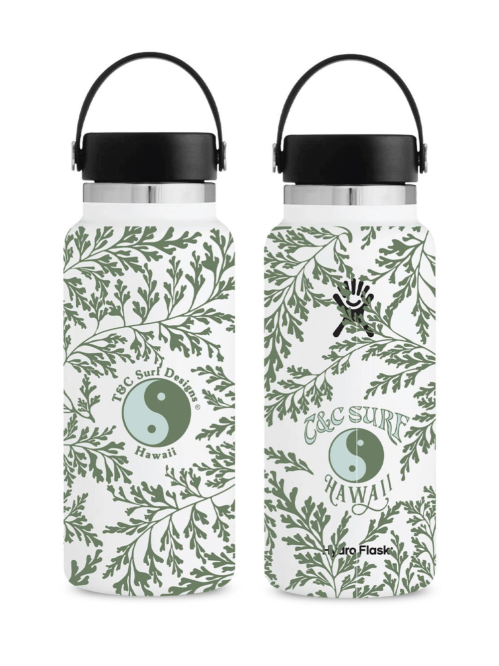 T&C Surf Designs T&C Surf 32 oz Pala'a Fern Hydro Flask, White