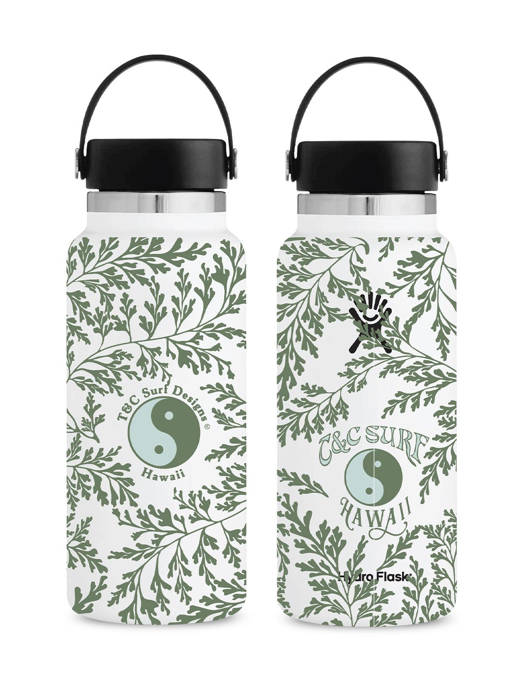 T&C Surf Designs T&C Surf 32 oz Pala'a Fern Hydro Flask, White
