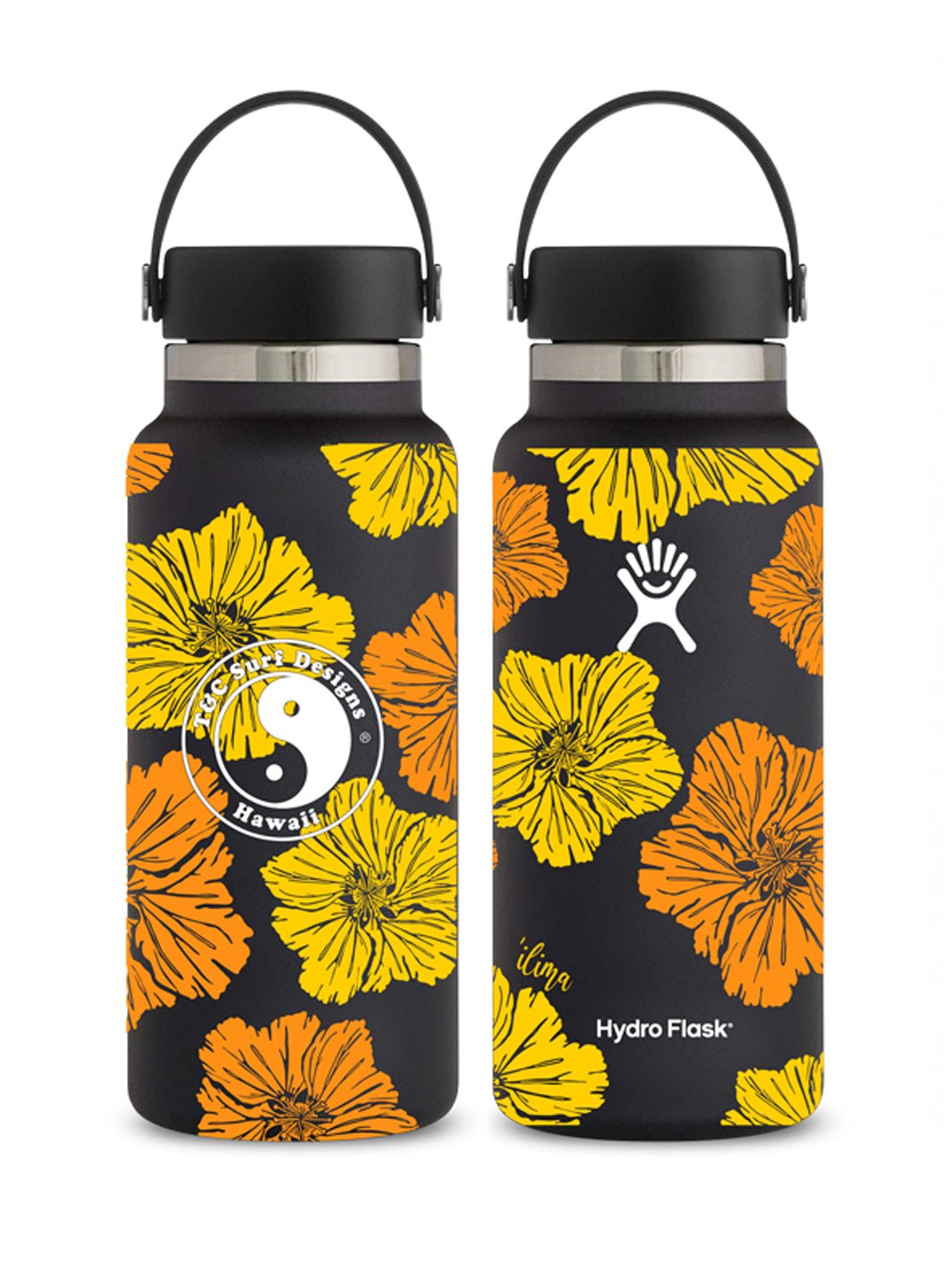 T&C Surf Designs T&C Surf 32 oz Ilima Block Hydro Flask, Black