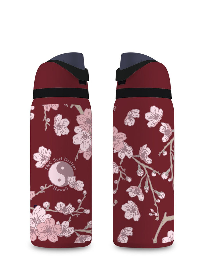 T&C Surf Designs T&C Surf 32 oz Sakura Branch Owala, Burgundy Bay