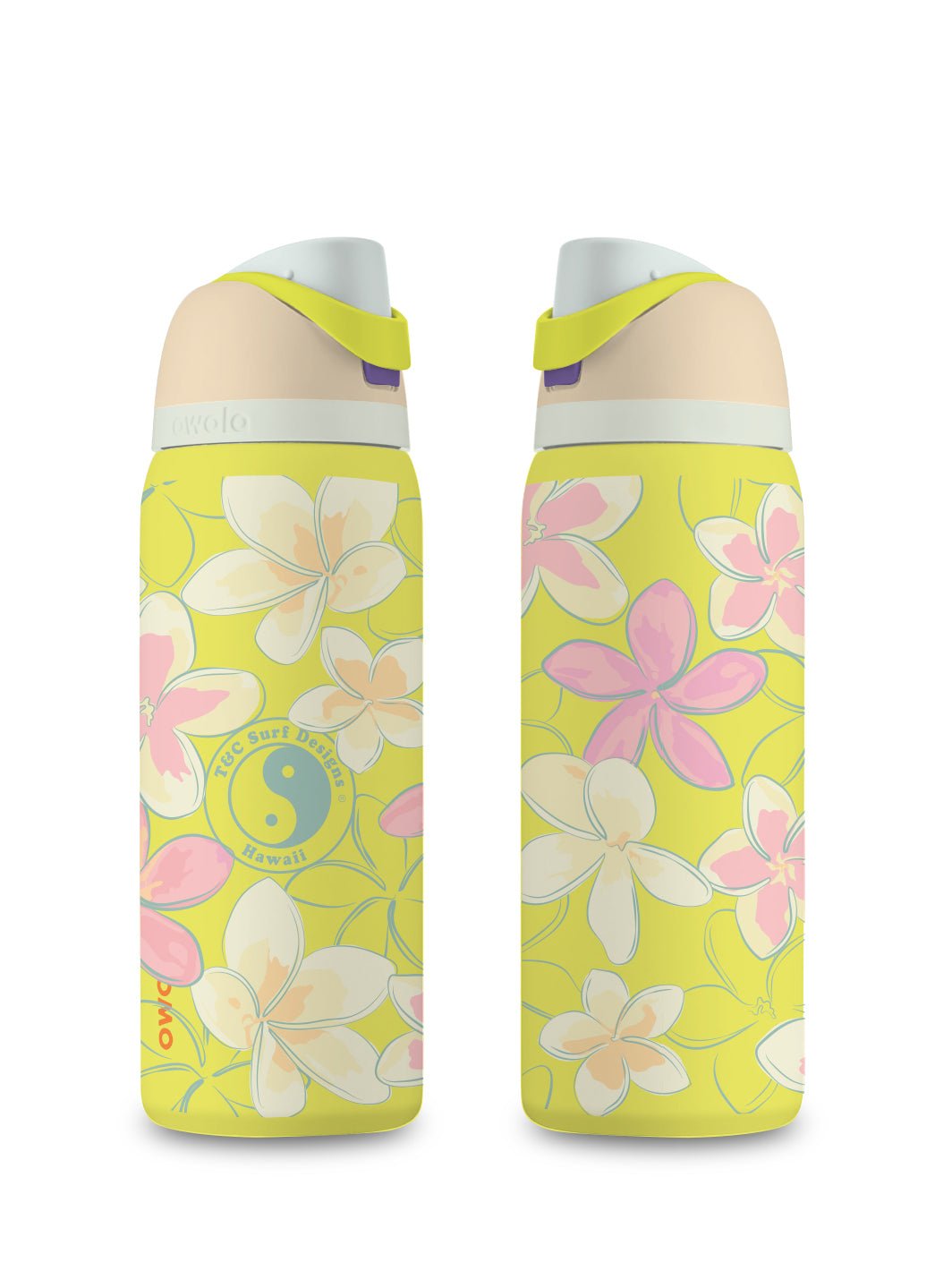 T&C Surf Designs T&C Surf 32 oz Pua Melia Owala, Lemon Limeade