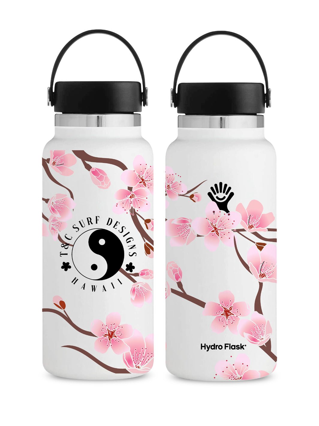 T&C Surf Designs T&C Surf 32 oz Cherry Bloom Hydro Flask, White