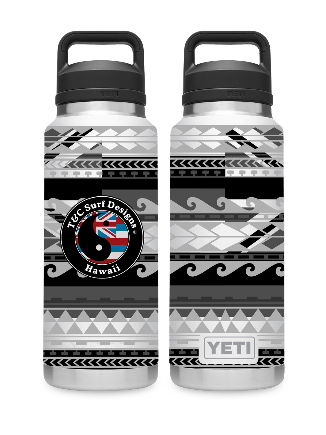 T&C Surf Designs T&C Surf 36 oz Tribal Rambler Yeti Bottle with Chug Cap, White