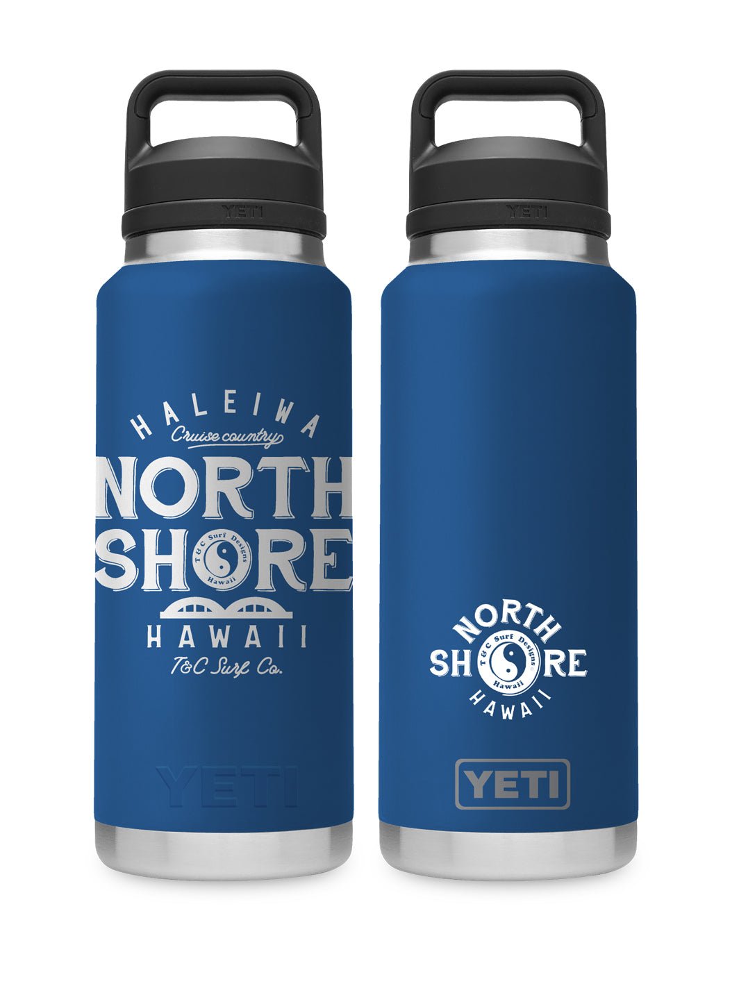 T&C Surf Designs T&C Surf 36 oz Northside Rambler Yeti Bottle with Chug Cap, Big Wave Blue