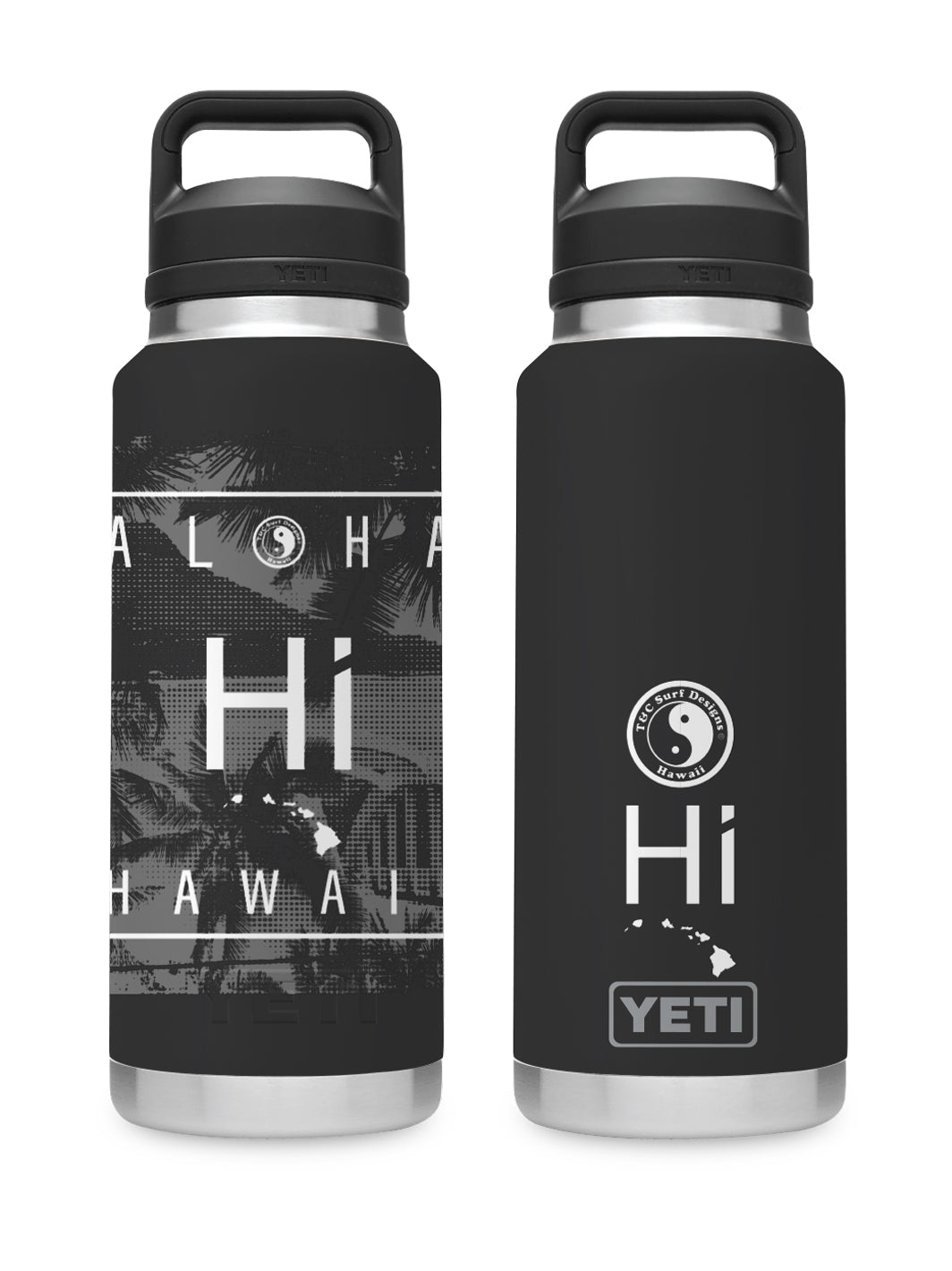 T&C Surf Designs T&C Surf 36 oz Toned Scenic Square Rambler Yeti Bottle with Chug Cap, Black
