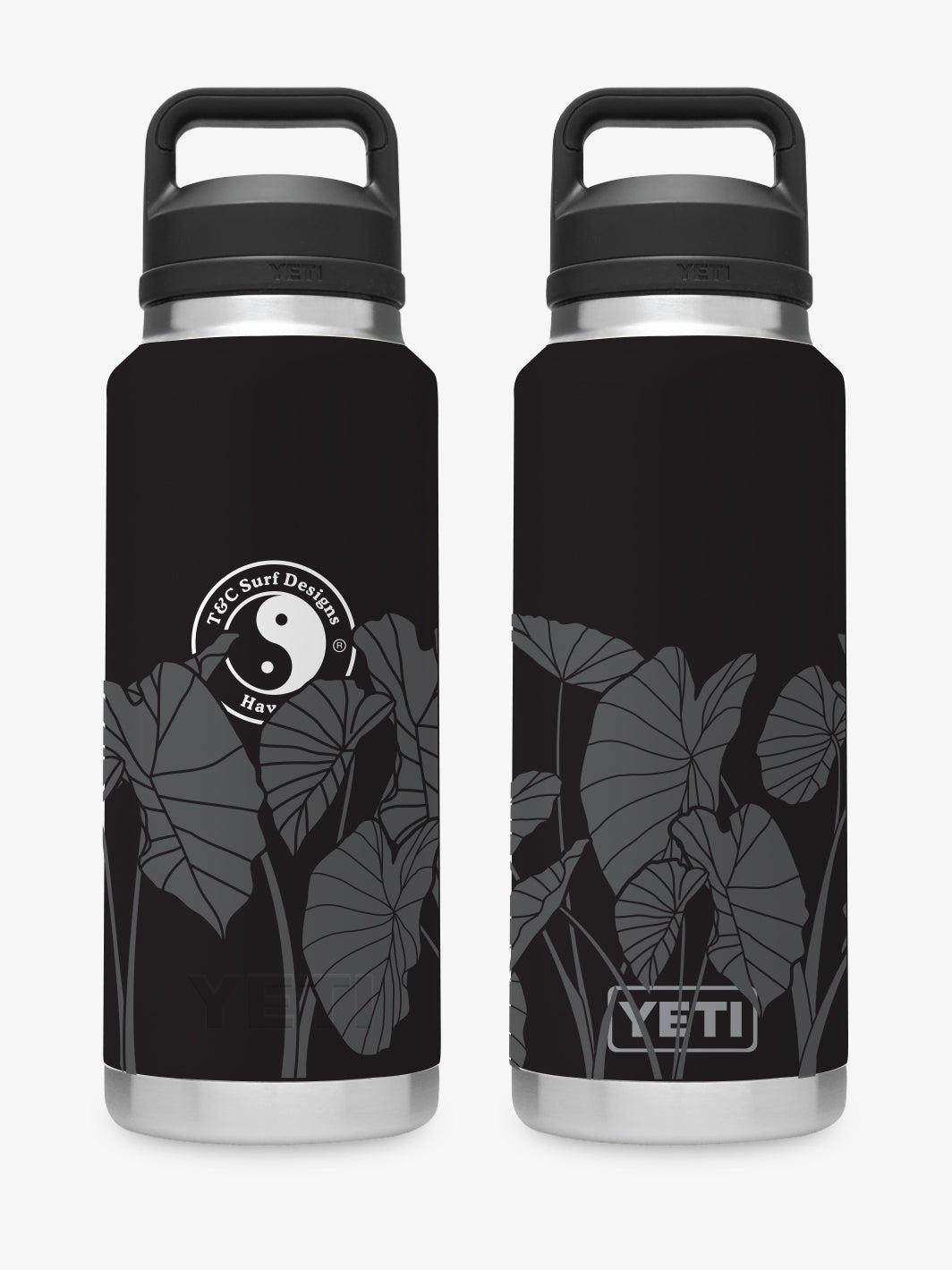 T&C Surf Designs T&C Surf 36 oz Luau Rambler Yeti Bottle with Chug Cap, Black
