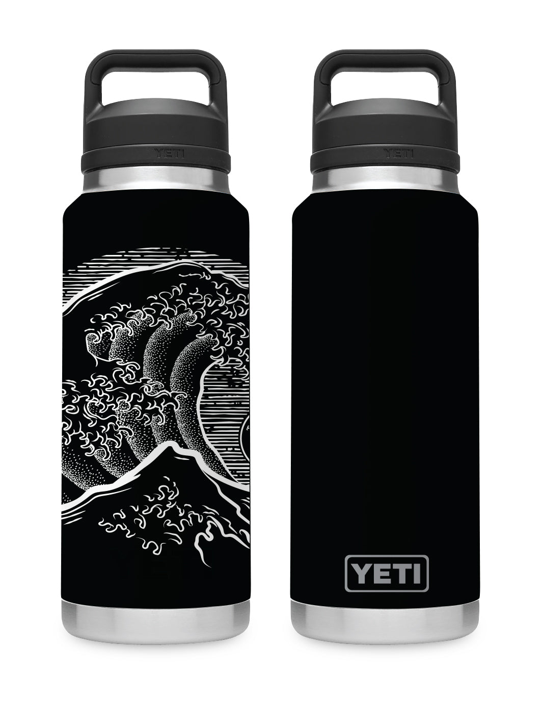 T&C Surf 36 oz Stoked Hokusai Rambler Yeti Bottle with Chug Cap
