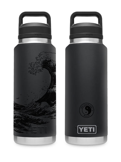 T&C Surf Designs T&C Surf 36 oz Hoku Hou Wave Rambler Yeti Bottle with Chug Cap, Black