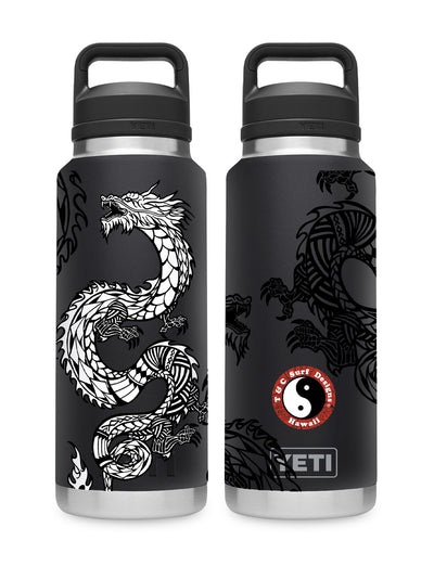 T&C Surf Designs T&C Surf 36 oz Dragon Island Rambler Yeti Bottle with Chug Cap, Black