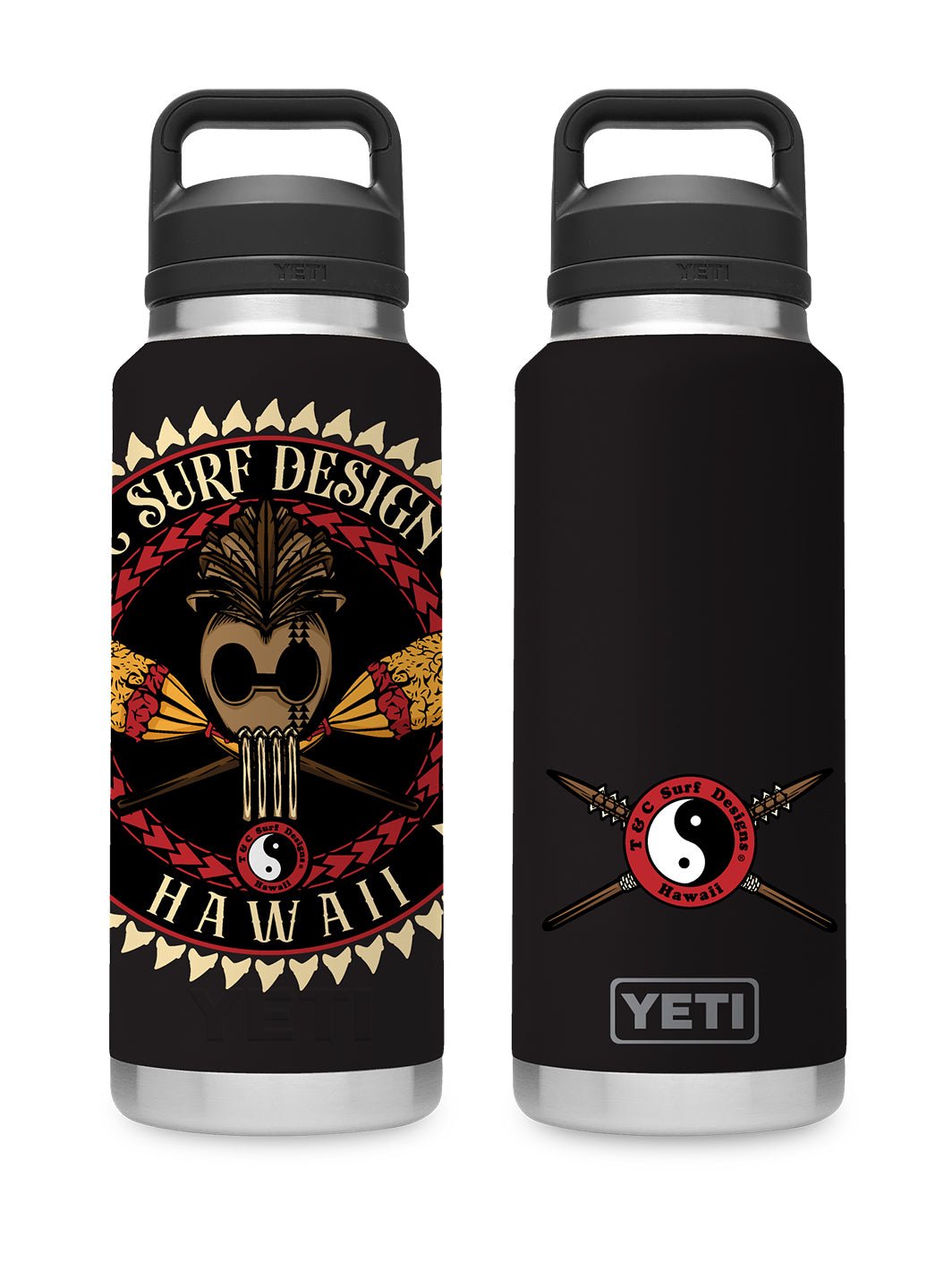 T&C Surf Designs T&C Surf 36 oz Warrior Rambler Yeti Bottle with Chug Cap, Black