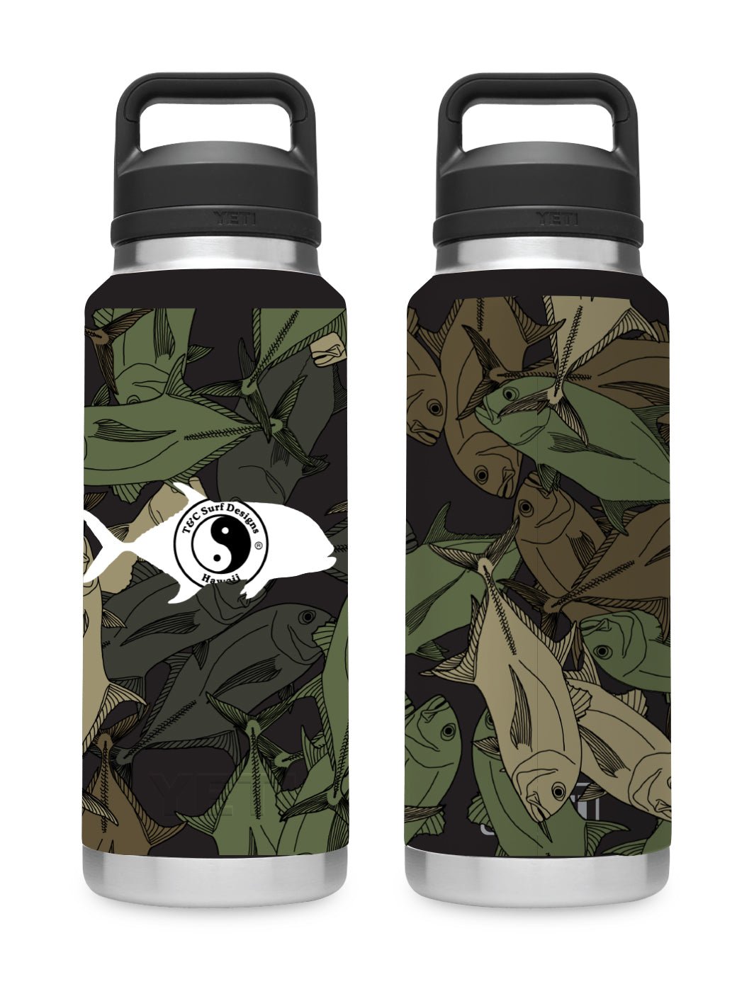 T&C Surf Designs T&C Surf 36 oz Ulua Sea Camo Rambler Yeti Bottle with Chug Cap, Black