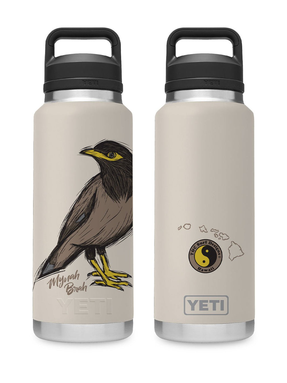 T&C Surf Designs T&C Surf 36 oz Mynah Brah Rambler Yeti Bottle with Chug Cap, Cape Taupe
