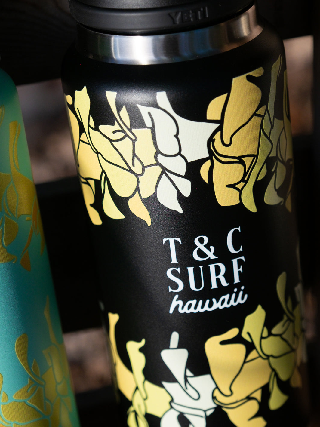 T&C Surf Designs T&C Surf 36 oz Puakenikeni Lei Rambler Yeti Bottle with Chug Cap, 