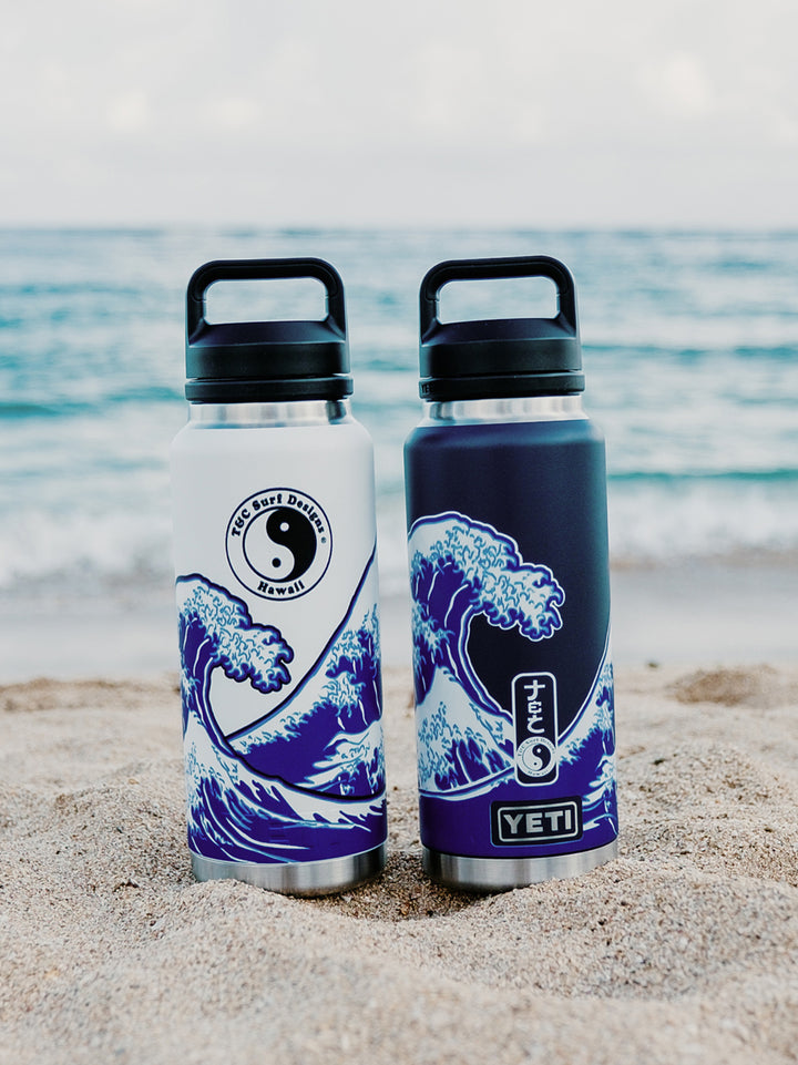 T&C Surf 36 oz Brush Hokusai Rambler Yeti Bottle with Chug Cap
