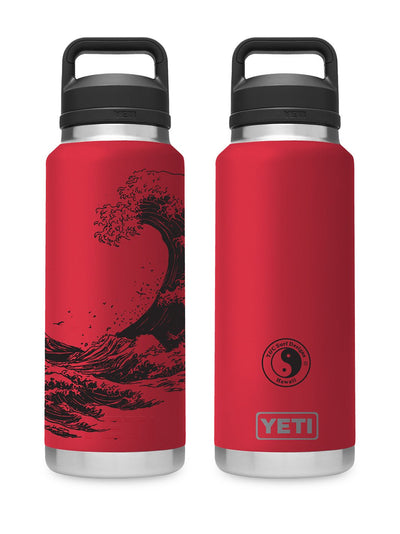 T&C Surf Designs T&C Surf 36 oz Hoku Hou Wave Rambler Yeti Bottle with Chug Cap, Rescue Red