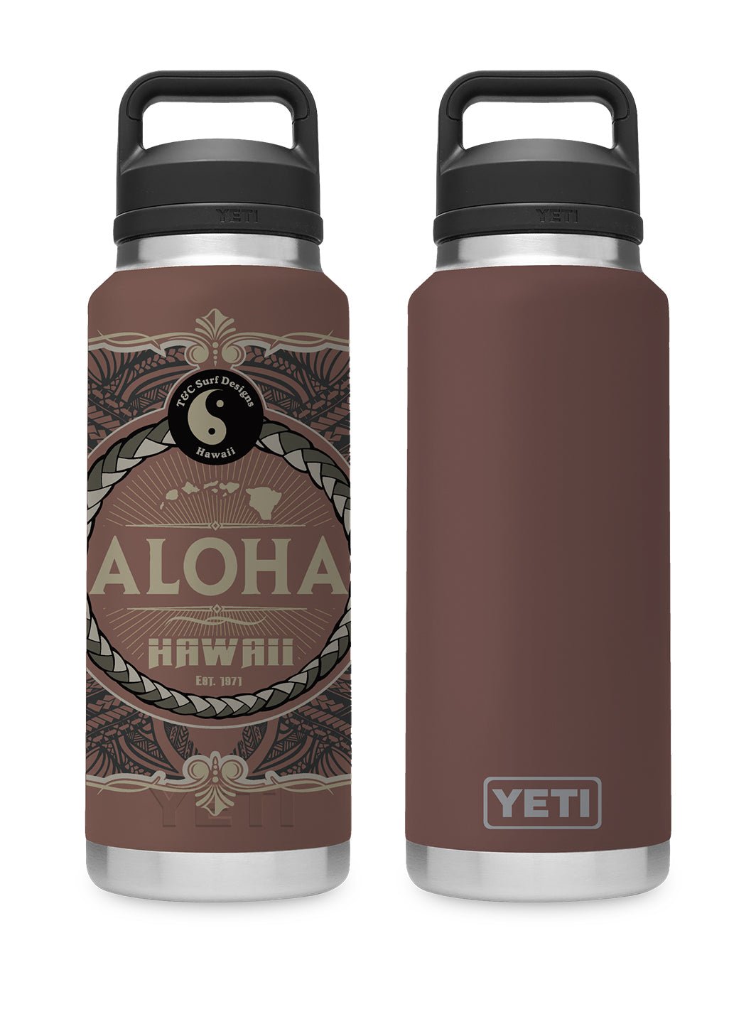 T&C Surf Designs T&C Surf 36 oz Pearl City Rambler Yeti Bottle with Chug Cap, Wetlands Brown