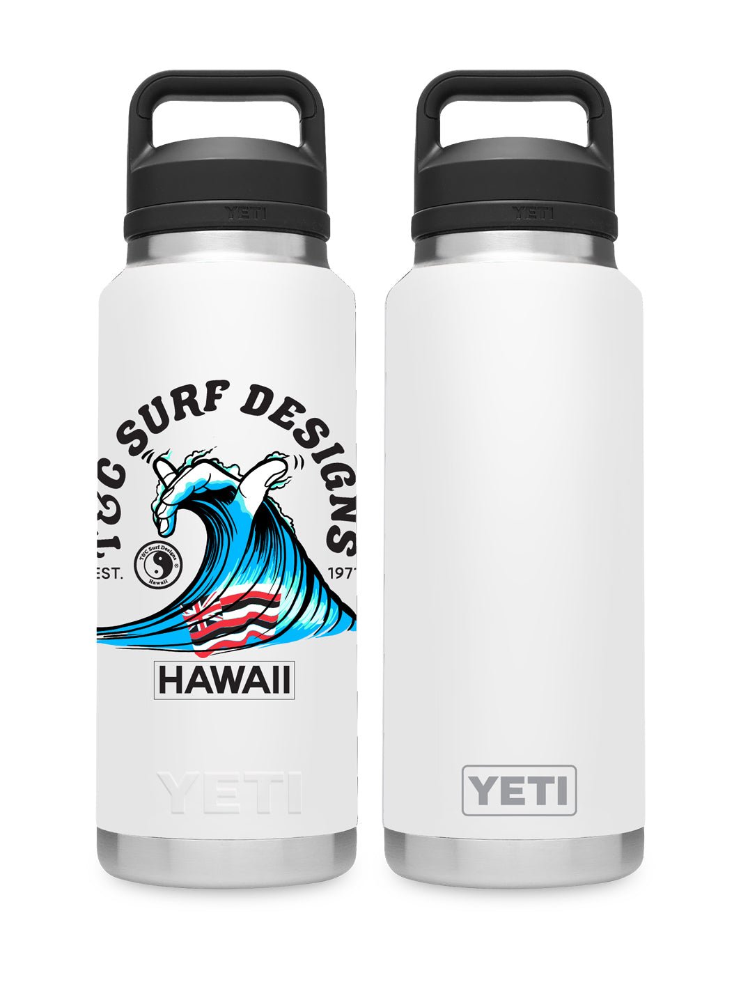 T&C Surf Designs T&C Surf 36 oz Shaka Waves Rambler Yeti Bottle with Chug Cap, White