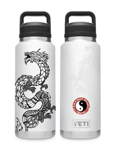 T&C Surf Designs T&C Surf 36 oz Dragon Island Rambler Yeti Bottle with Chug Cap, White
