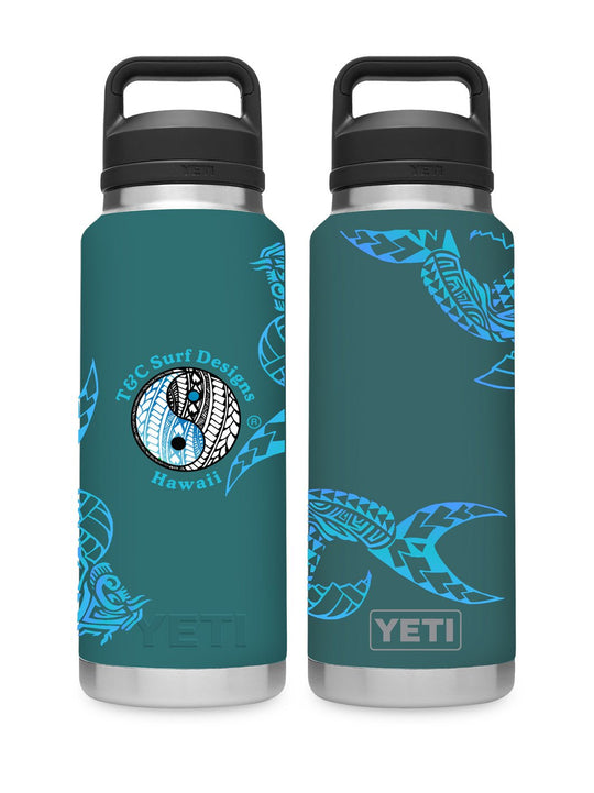 T&C Surf Designs T&C Surf 36 oz Koi Pond Rambler Yeti Bottle with Chug Cap, Agave Teal
