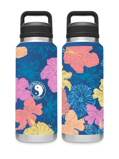 T&C Surf Designs T&C Surf 36 oz Hibiscus Shadow Rambler Yeti Bottle with Chug Cap, Big Blue Wave