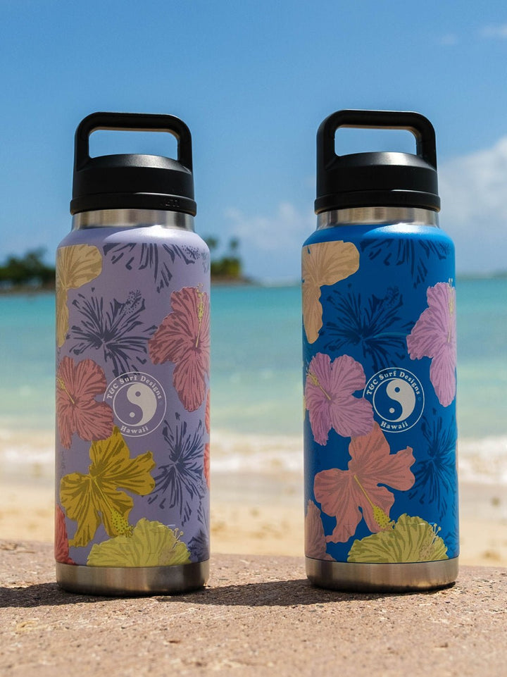 T&C Surf Designs T&C Surf 36 oz Hibiscus Shadow Rambler Yeti Bottle with Chug Cap, 