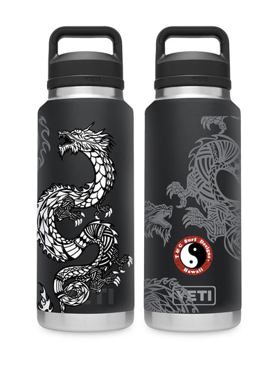 T&C Surf Designs T&C Surf 36 oz Dragon Island Rambler Yeti Bottle with Chug Cap, Black