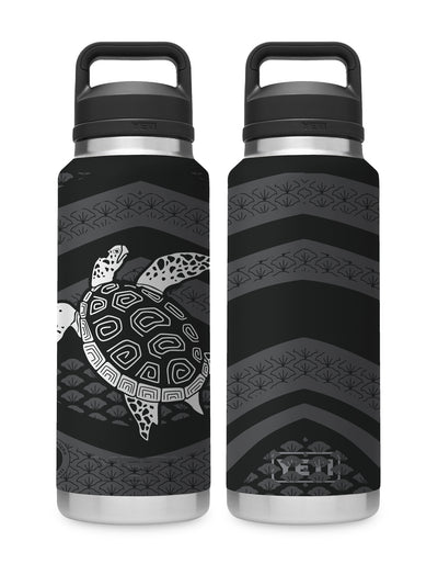 T&C Surf Designs T&C Surf 36 oz Hana Honu Rambler Yeti Bottle with Chug Cap, Black