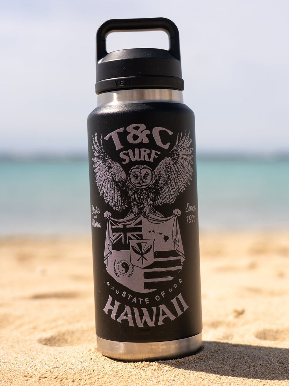 T&C Surf Designs T&C Surf 36 oz Pueo Rambler Yeti Bottle with Chug Cap,