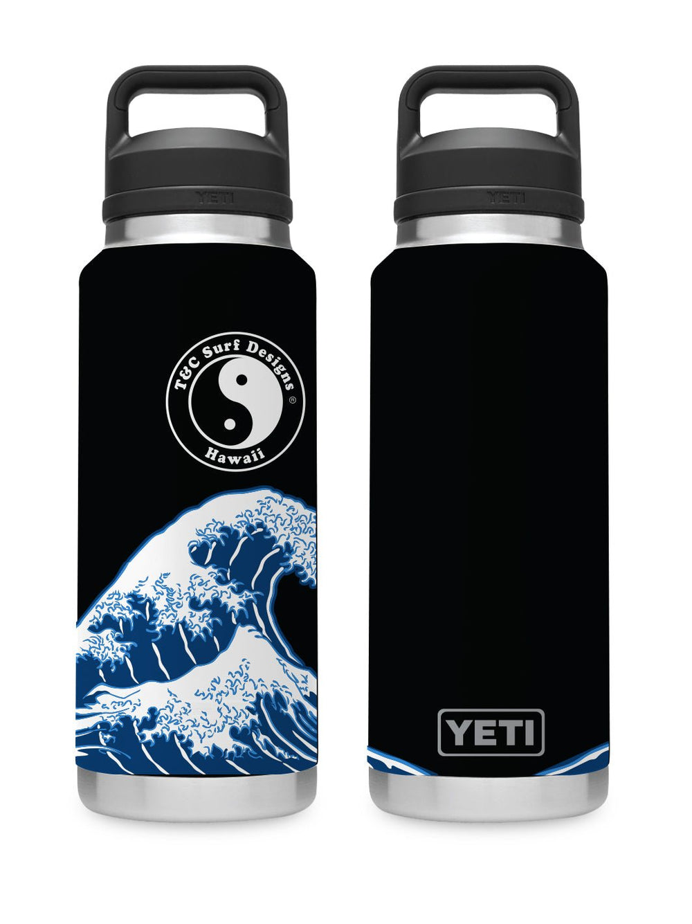 T&C Surf 36 oz Brush Hokusai Rambler Yeti Bottle with Chug Cap - T&C Surf Designs
