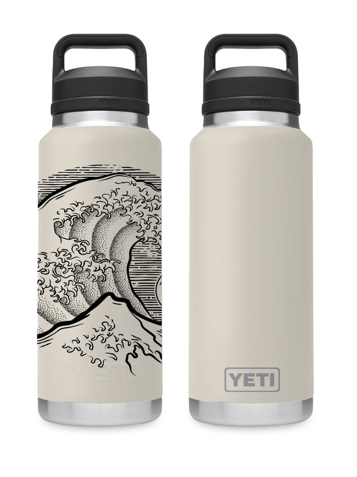 T&C Surf 36 oz Stoked Hokusai Rambler Yeti Bottle with Chug Cap - T&C Surf Designs