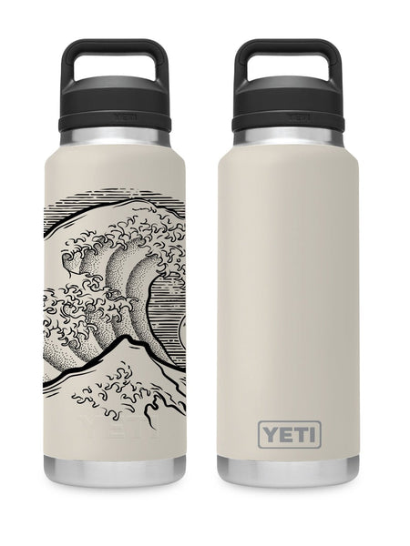 T&C Surf 36 oz Stoked Hokusai Rambler Yeti Bottle with Chug Cap