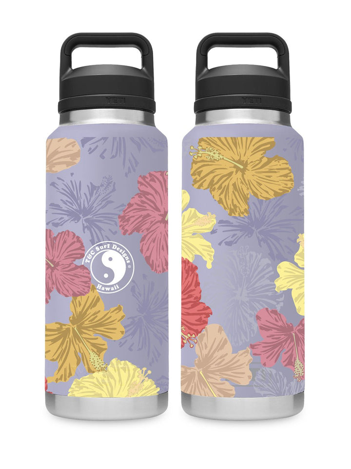 T&C Surf Designs T&C Surf 36 oz Hibiscus Shadow Rambler Yeti Bottle with Chug Cap, Cosmic Lilac