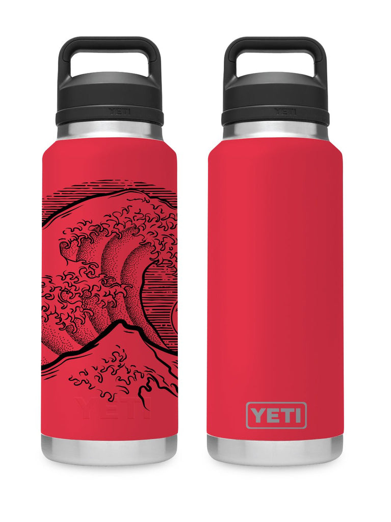 T&C Surf 36 oz Stoked Hokusai Rambler Yeti Bottle with Chug Cap