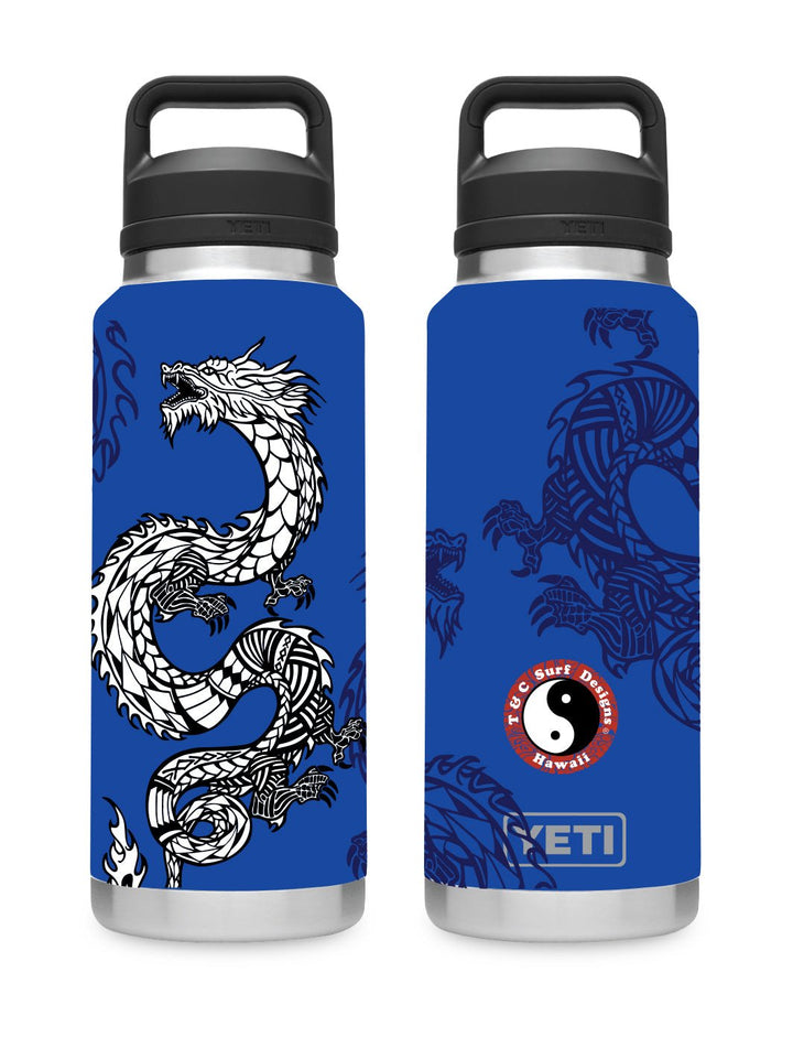 T&C Surf Designs T&C Surf 36 oz Dragon Island Rambler Yeti Bottle with Chug Cap, Royal Blue