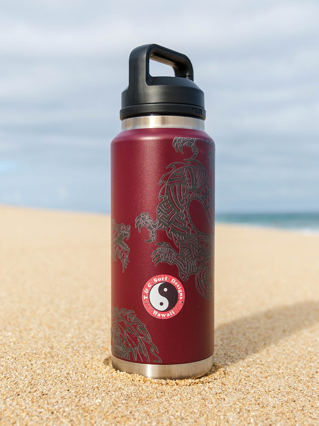 T&C Surf Designs T&C Surf 36 oz Dragon Island Rambler Yeti Bottle with Chug Cap,