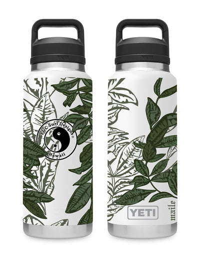 T&C Surf Designs T&C Surf 36 oz Maile Rambler Yeti Bottle with Chug Cap, White