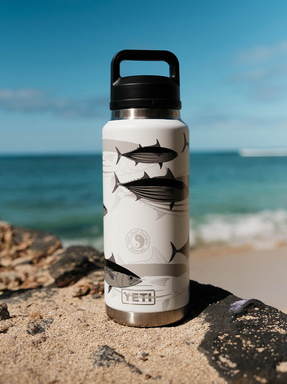 T&C Surf Designs T&C Surf 36 oz Ahi Lines Rambler Yeti Bottle with Chug Cap,