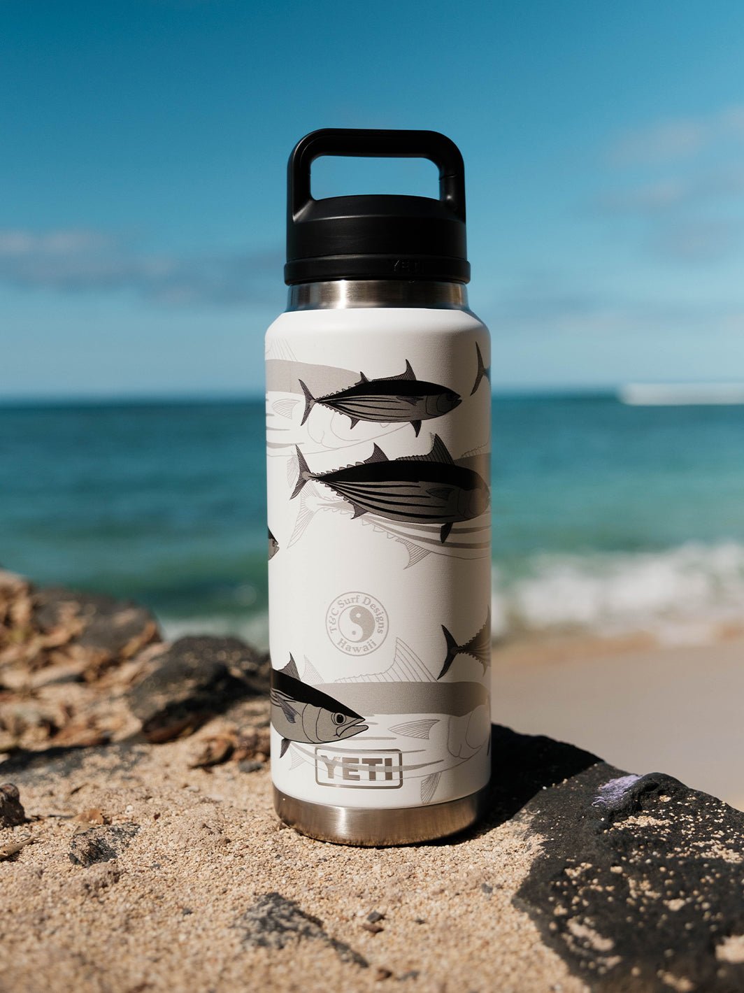 T&C Surf Designs T&C Surf 36 oz Ahi Lines Rambler Yeti Bottle with Chug Cap,