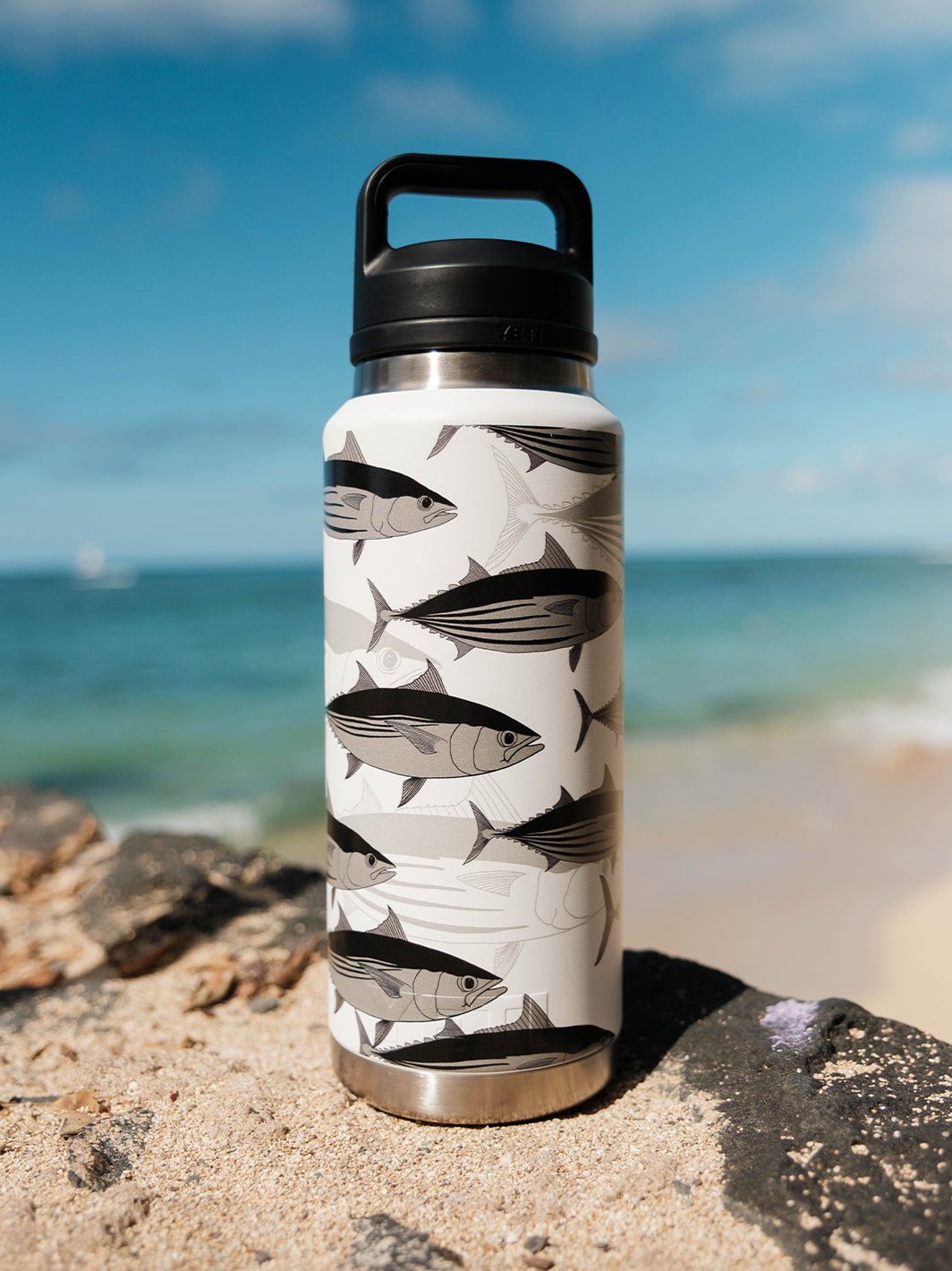 T&C Surf Designs T&C Surf 36 oz Ahi Lines Rambler Yeti Bottle with Chug Cap,