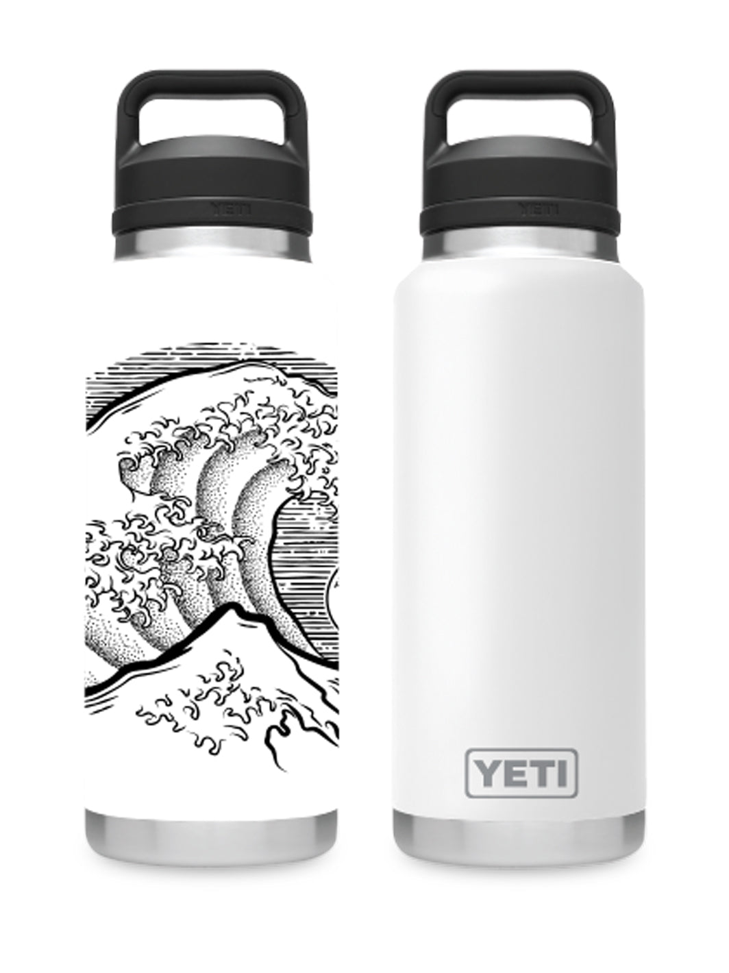 T&C Surf 36 oz Stoked Hokusai Rambler Yeti Bottle with Chug Cap - T&C Surf Designs