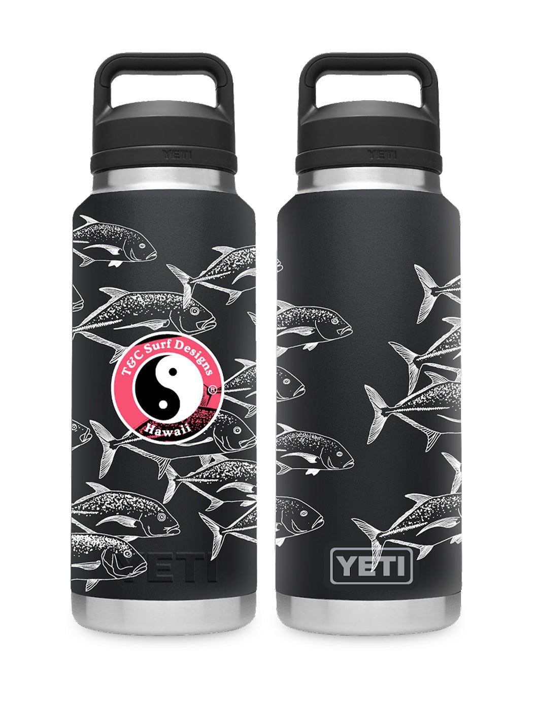 T&C Surf Designs T&C Surf 36 oz Passing By Rambler Yeti Bottle with Chug Cap, Black