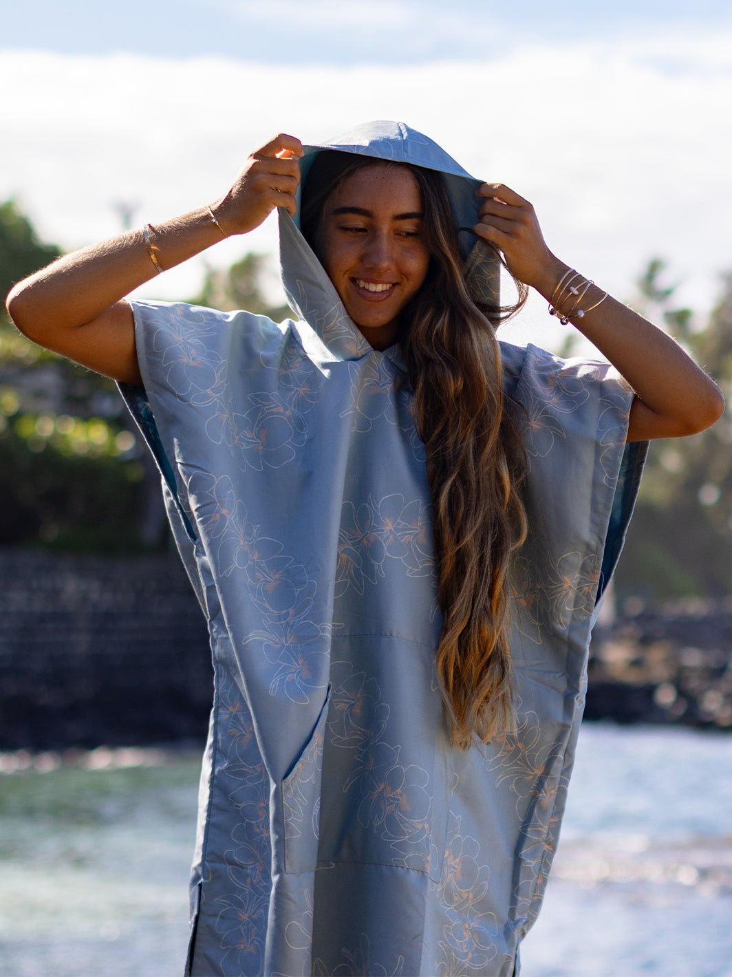 T&C Surf Designs Simple Plumeria Poncho,