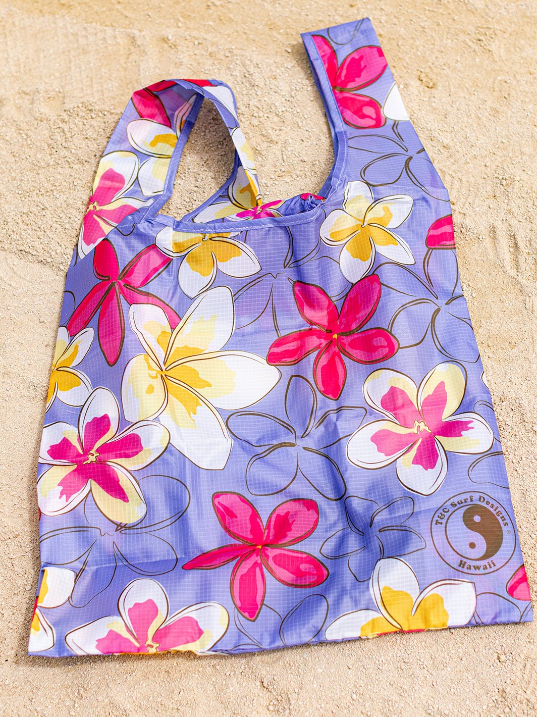T&C Surf Designs Pua Melia Medium Tuck & Toss Reusable Tote Bag,