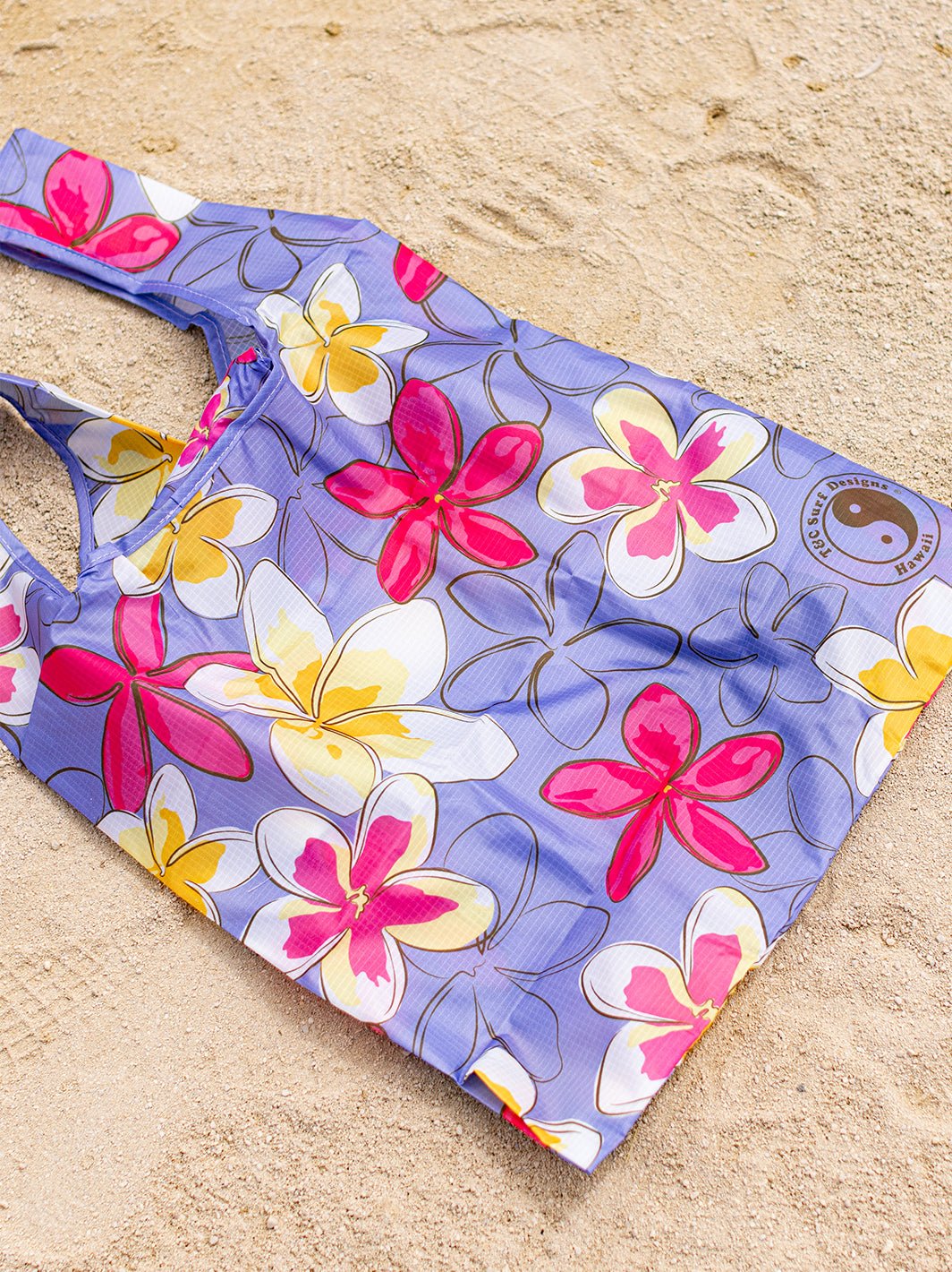 T&C Surf Designs Pua Melia Medium Tuck & Toss Reusable Tote Bag,