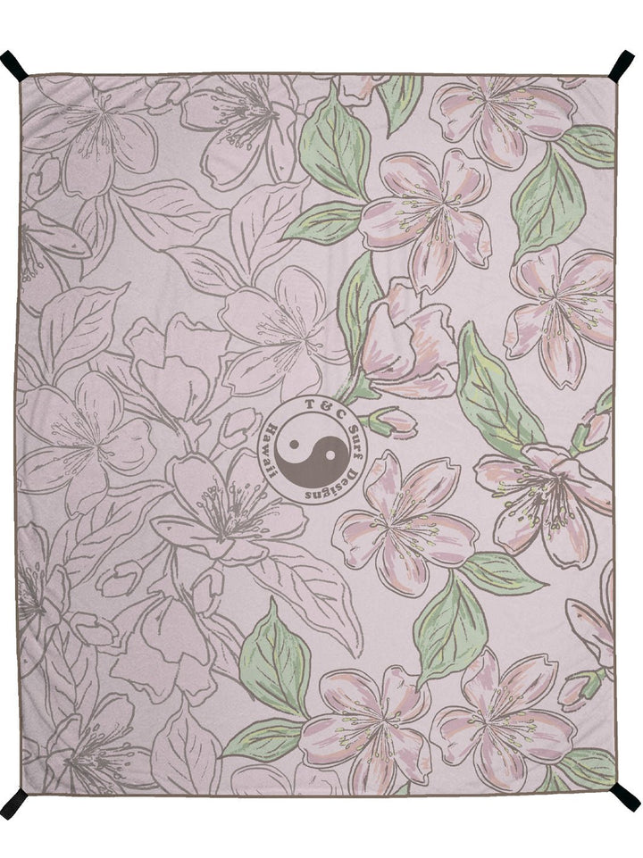 Sakura Sketch Microfiber Towel Blanket - T&C Surf Designs