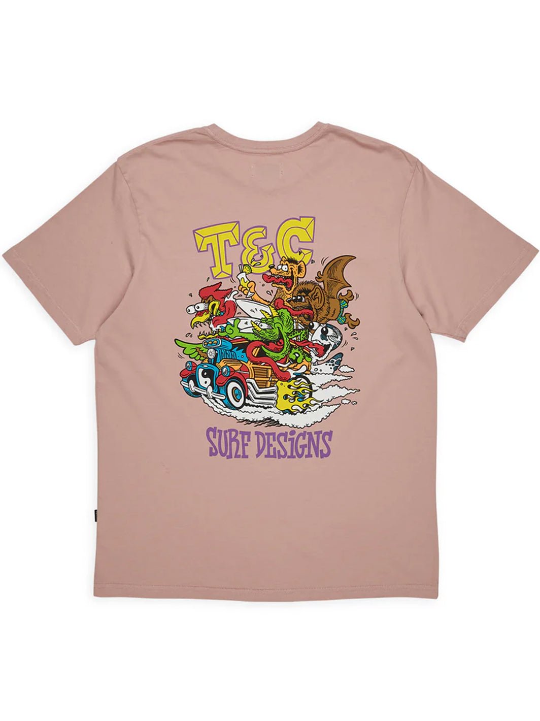 T&C Surf Designs Europe Jon Fink Scene Car Tee, Dawn Mauve / S