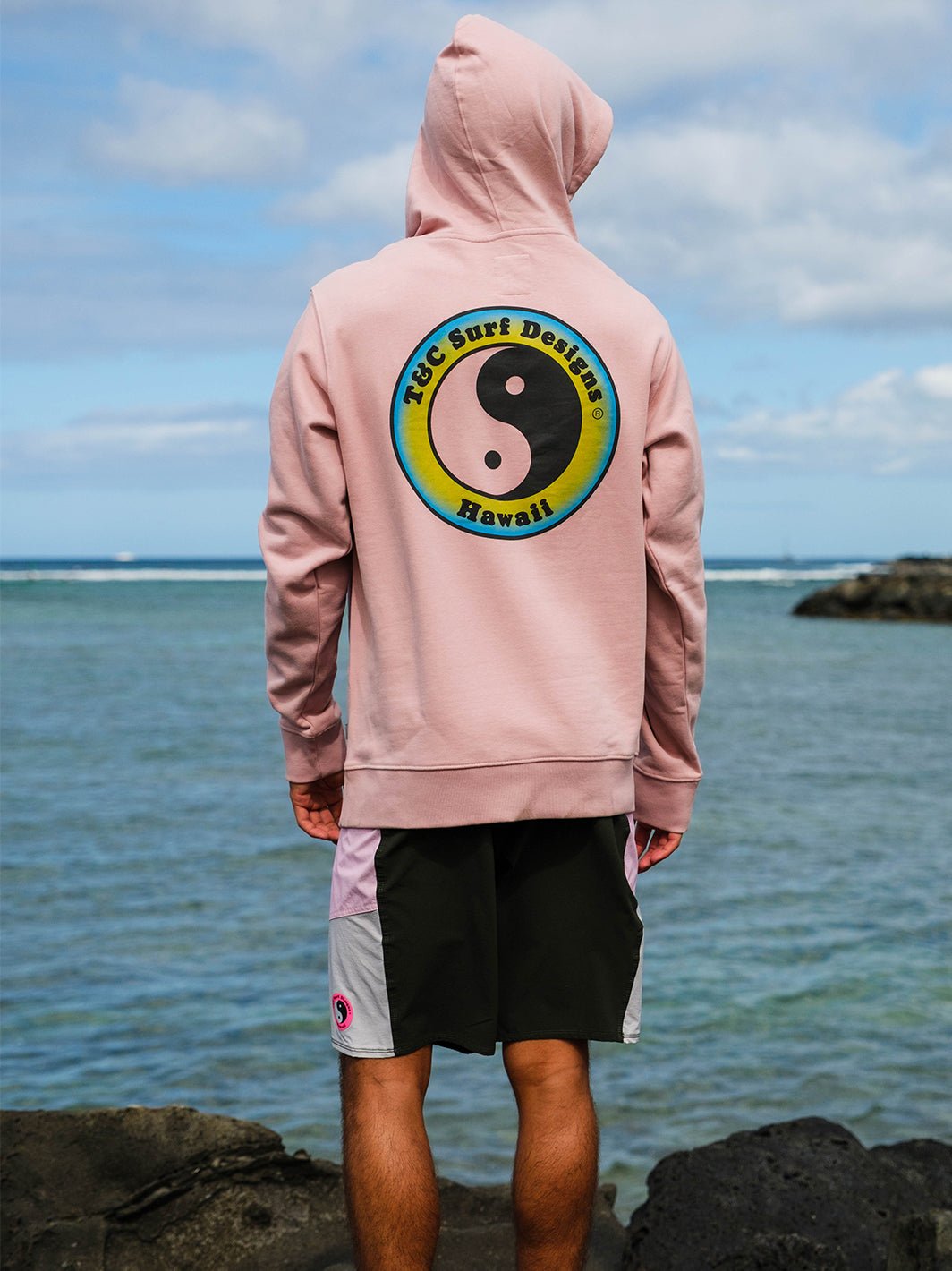 T&C Surf Designs Europe Yin Yang Hooded Sweatshirt, Dawn Mauve / S
