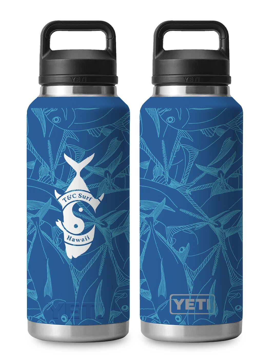 T&C Surf Designs T&C Surf 46 oz Ulua Pile Rambler Yeti Bottle with Chug Cap, Big Wave Blue