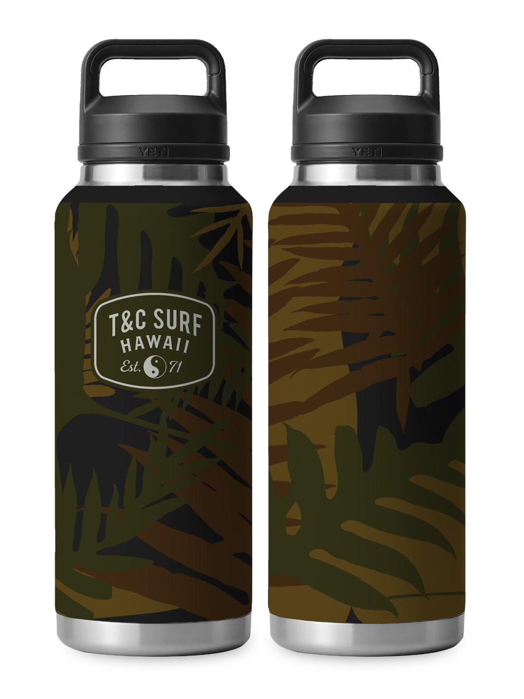 T&C Surf Designs T&C Surf 46 oz Laua'e Camo Rambler Yeti Bottle with Chug Cap, Black