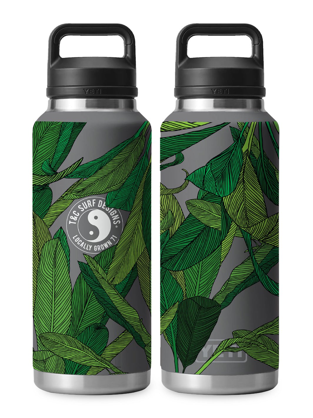 T&C Surf Designs T&C Surf 46 oz Ti Leaf Rambler Yeti Bottle with Chug Cap, Charcoal